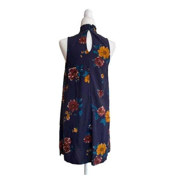 Xhilaration Purple Floral Women S Mock Neck Sleeveless Mini Shift Dress Bohemian - Picture 3 of 15